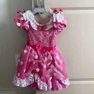 Girls Minnie Mouse dress with gloves